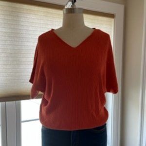 Lafayette 148 Ribbed Sweater-Size Medium. Color Burnt Orange